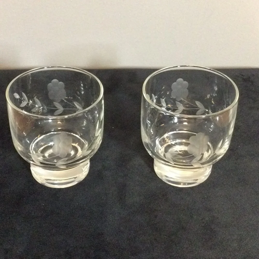 Vintage 80s Princess House Heritage 2 small Crystal tumbler glasses